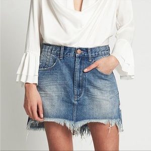 NWT ONE TEASPOON Pacifica Vanguard mid waist frayed hem relaxed denim skirt 27